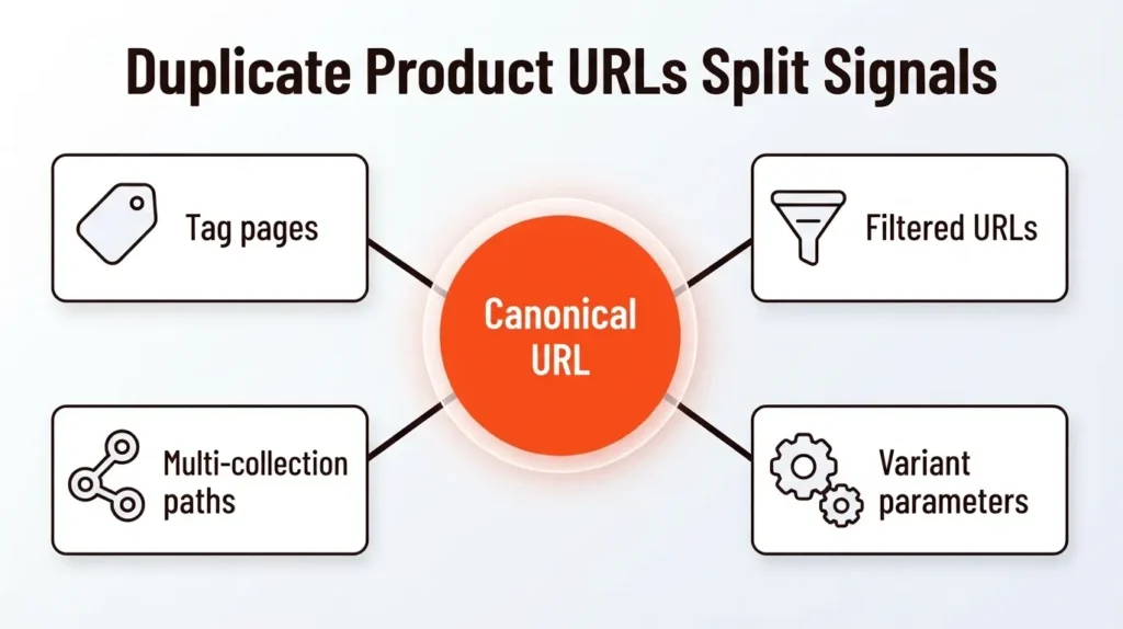 Duplicate Product URLs Split Signals